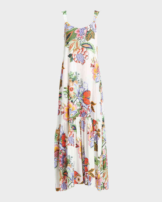Tree Of Life-Print Sleeveless Tiered Maxi Sundress
